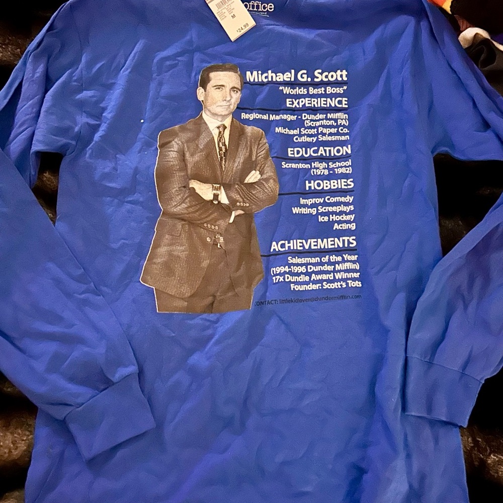 Blue Long Sleeve Tee with Graphic Print